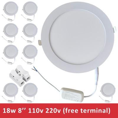 HMINLED LED Recessed Round Light 6000K 8'' 18W with Transformer and Terminal, 2-year Warranty