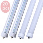 20 Pack T8/T10/T12 8FT LED Tube Light, Single Pin FA8 Base, 45W 5850LM 6000K Daylight White, Fluorescent Bulb (130W Equiv.), ETL Listed, Double-Ended Powered