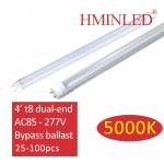 T8 LED Bulbs 4FT, 5000K Daylight, 60W Equivalent, Ballast Bypass, Dual Ended Type B Light Tube, Fluorescent Replacement