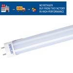 4' T8 LED Light Tube 22W (60W Equivalent) 3000K Medium Bi-Pin G13 Base Frosted Cover Fluorescent Replacement Double-End Powered Bypass Ballast