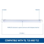 4' T8 LED Light Tube 22W (60W Equivalent) 3000K Medium Bi-Pin G13 Base Frosted Cover Fluorescent Replacement Double-End Powered Bypass Ballast