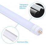 20 Pack T8/T10/T12 8FT LED Tube Light, Single Pin FA8 Base, 45W 5850LM 6000K Daylight White, Fluorescent Bulb (130W Equiv.), ETL Listed, Double-Ended Powered