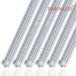 HMINLED T8 V-Shaped 90W 11700LM 8 Foot LED Light Tube, Bypass Ballast, Single Pin FA8 Base 6000K Cool White (Replace 150W 96'' Fluorescent Bulbs), Dual-Ended Power AC 85-277V, Clear Cover