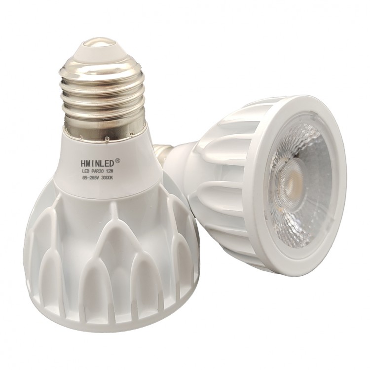 HMINLED PAR20 E26 LED Bulb 12W 3000K Warm White COB Spotlight 24° Beam Angle 100W Halogen Equivalent