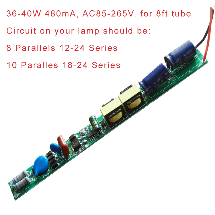 LED driver, AC to DC power supply, 8w-40w, for 2ft, 3ft, 4ft, 5ft, 8ft tube lamps, built-in surge protection