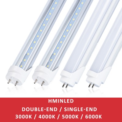 HMINLED 4ft T8 LED Light Tube, 22W 2400LM, Ballast Bypass, Dual-end or Single-end Powered, 4 Foot T8 T10 T12 LED Replacement, Milky or Clear Cover