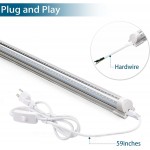 HMINLED LED Shop Light, 8FT 100W 13000LM 6000K, Daylight White, V Shape, Clear Cover, Hight Output, Linkable , T8 LED Tube Lights, for Garage 8 Foot with Plug