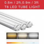 30-Pack T8 0.6m/2ft, 0.9m/3ft 3000K 4000K 6500K LED Tube Milky Clear